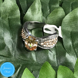 3.3CT Champagne Stainless Steel Statement Ring 7